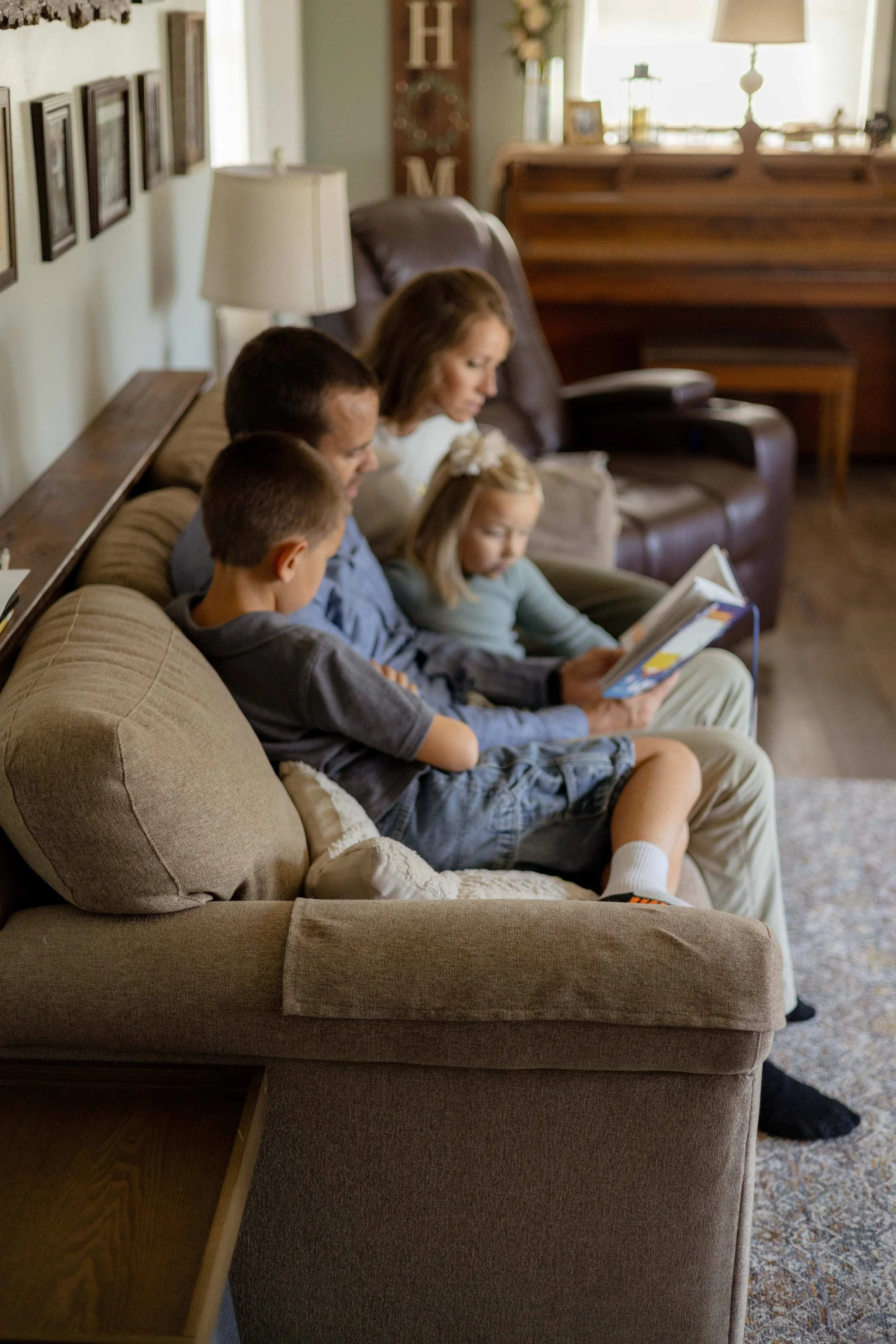 Family reading books together