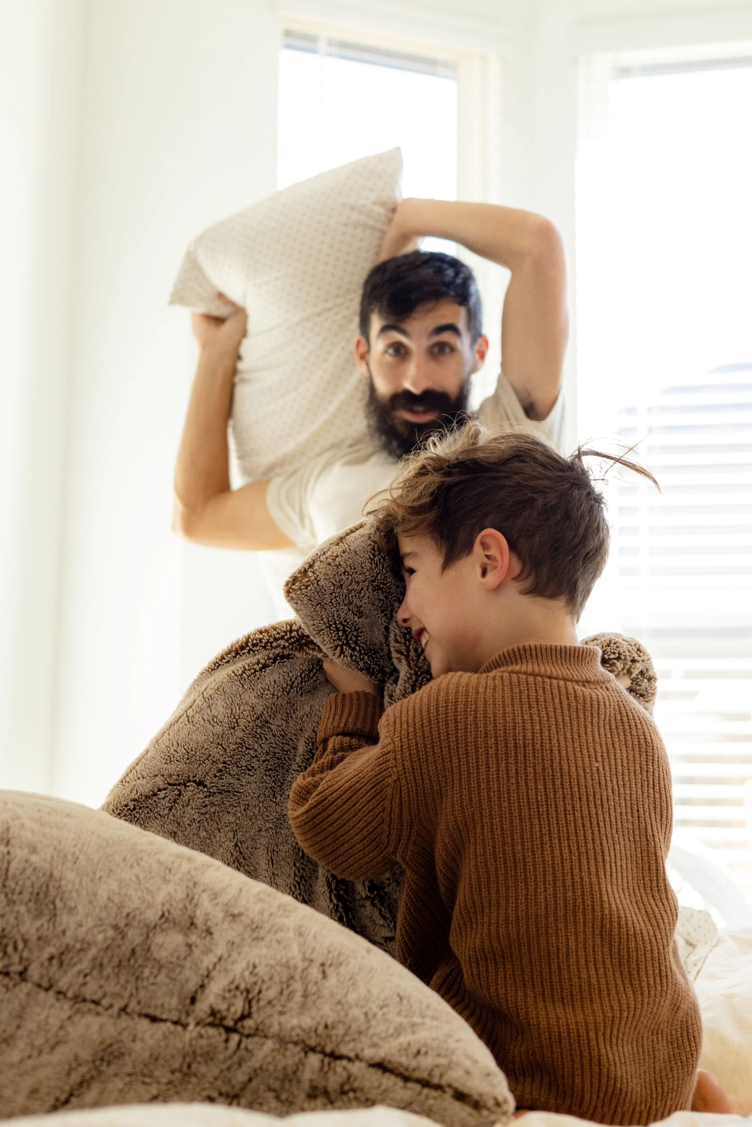 Father son pillow fight