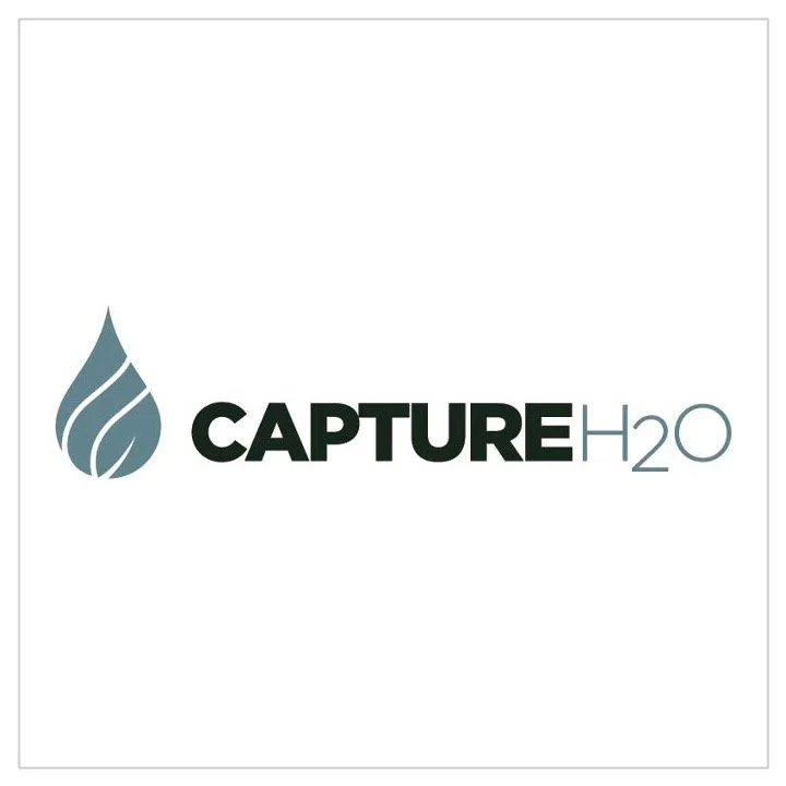 Logo with a water droplet icon and the text 'CAPTURE H2O'.