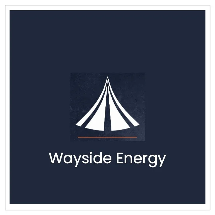 Logo featuring a stylized road or pathway converging at the horizon with the text "Wayside Energy" below.