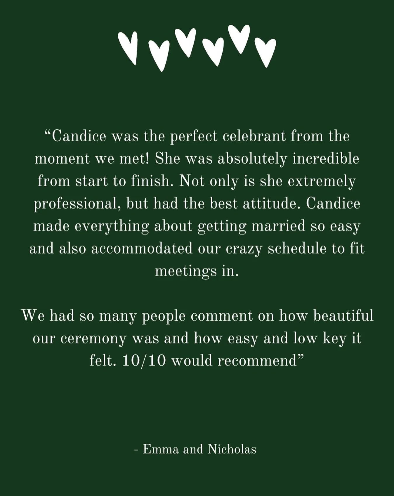 🤍 Testimonial love from Emma and Nicholas 🤍 

A beautiful day filled with sunshine, happiness and a whole lotta&rsquo; love celebrating two amazing humans. 

&mdash;&mdash; 

Celebrant and MC 
www.loveagoodwedding.com

&mdash;&mdash; 

#weddingcele