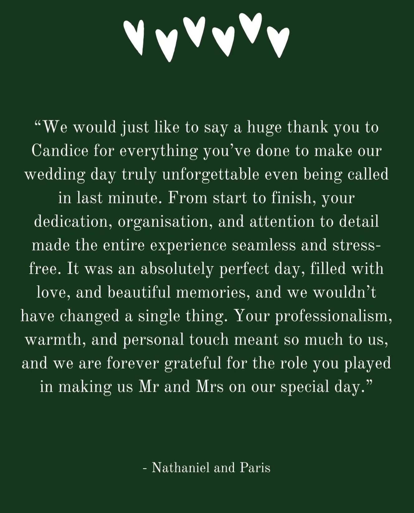 🤍 Testimonial love from N &amp; P 🤍 

Never will I ever get sick of all of these beautiful words from my amazing couples! 

&mdash;&mdash; 
Celebrant and MC 
www.loveagoodwedding.com
&mdash;&mdash; 

#melbourneweddings #melbournecelebrant