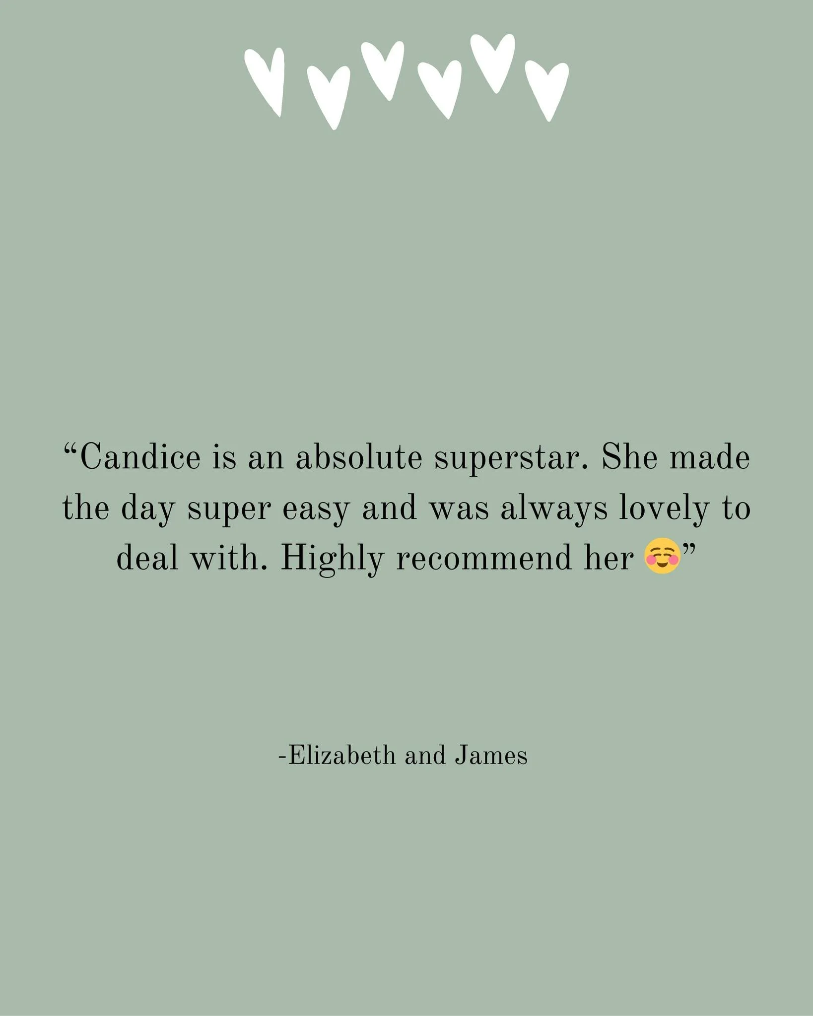 🤍 Testimonial Love from Elizabeth and James 🤍

The cutest vow renewal, creating a moment that was perfectly them. Their daughters dancing and twirling at their feet and raw emotion in their eyes. 

---- 
Celebrant and MC 
loveagoodwedding.com
---- 