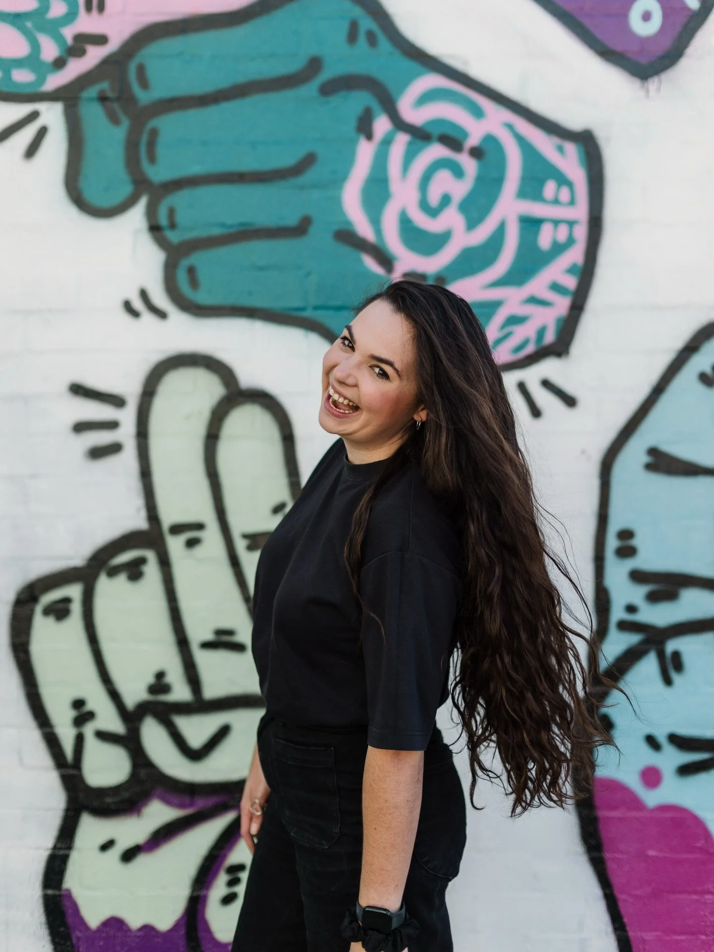 Get ready for the bob! 💇🏻&zwj;♀️

@hyggeligphotography catching my hair in it&rsquo;s full glory before I got the big cut.

Amazing art wall by @gonketa_ 👌🏼
