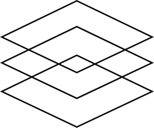 Research and resources icon with stacked geometric layers