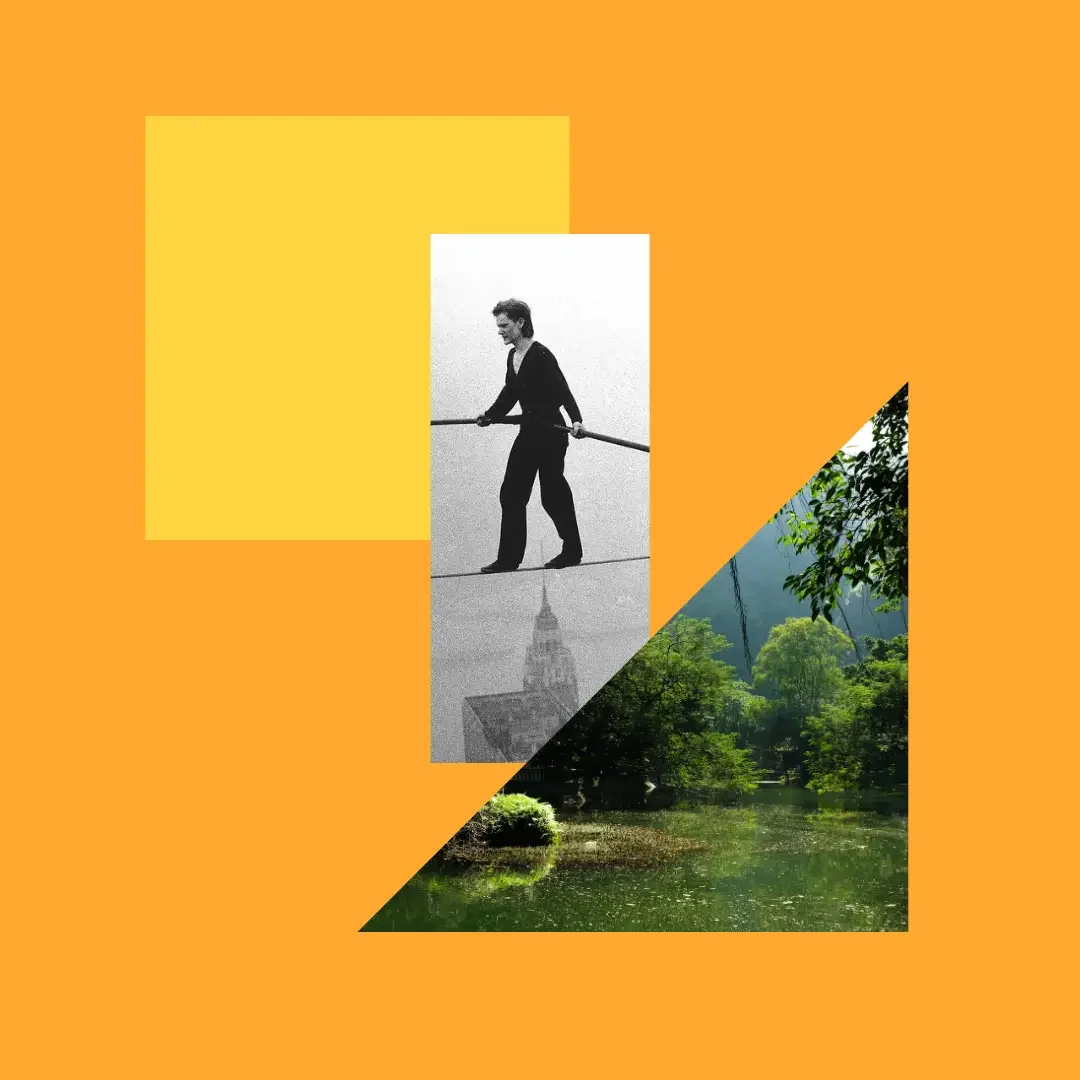 Sustainability communications training concept with nature and human balance visual