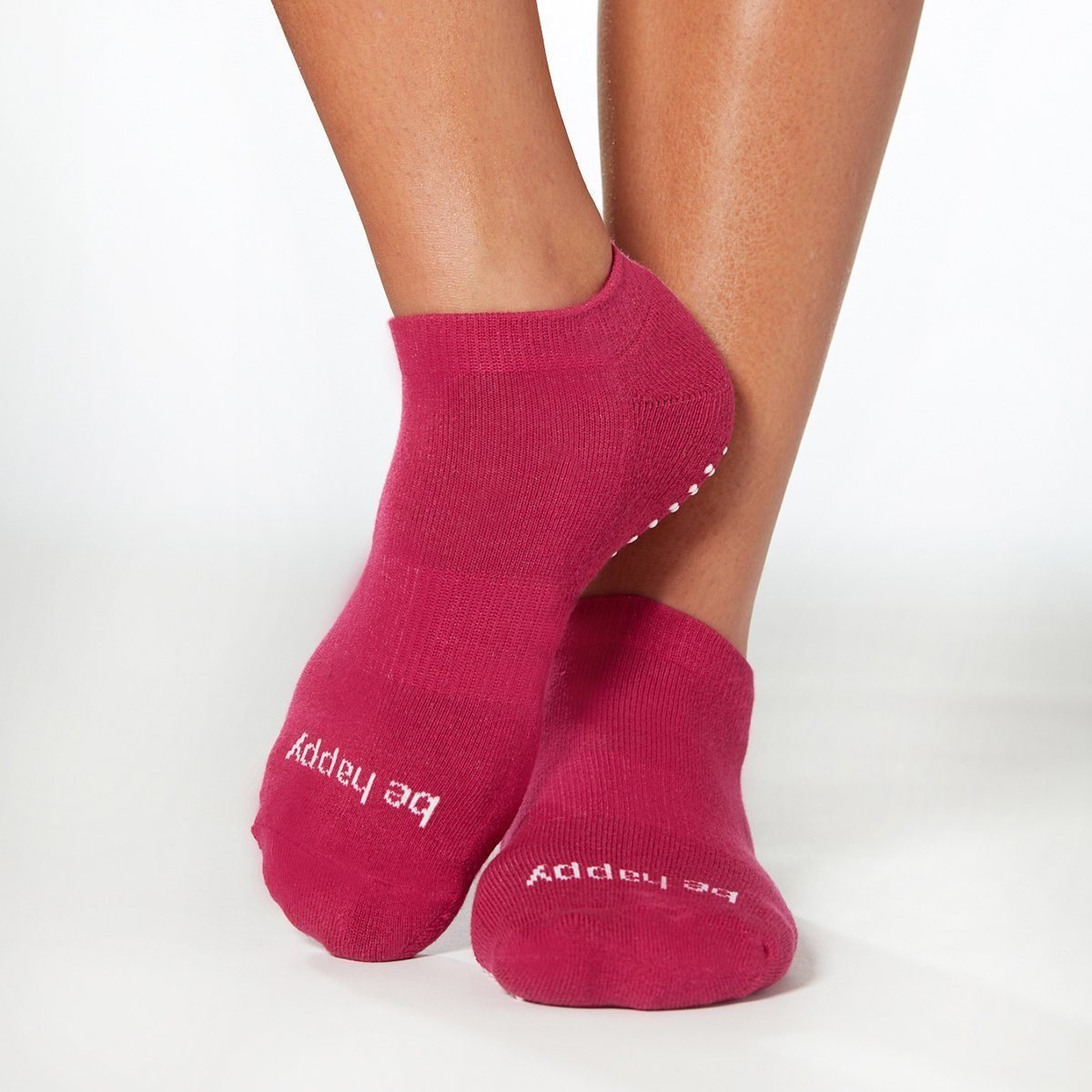 Sticky Be Grip Socks - Be Happy Affirmation - Burgundy Colour