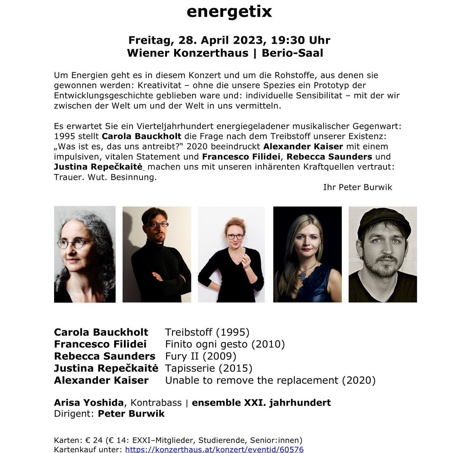 @exxi_wien concert at Wiener Konzerthaus, my composition Tapisserie (2015) will be played alongside music by @francescofilidei, Rebecca Saunders, Carola Bauckholt and @lxndrksr85!
