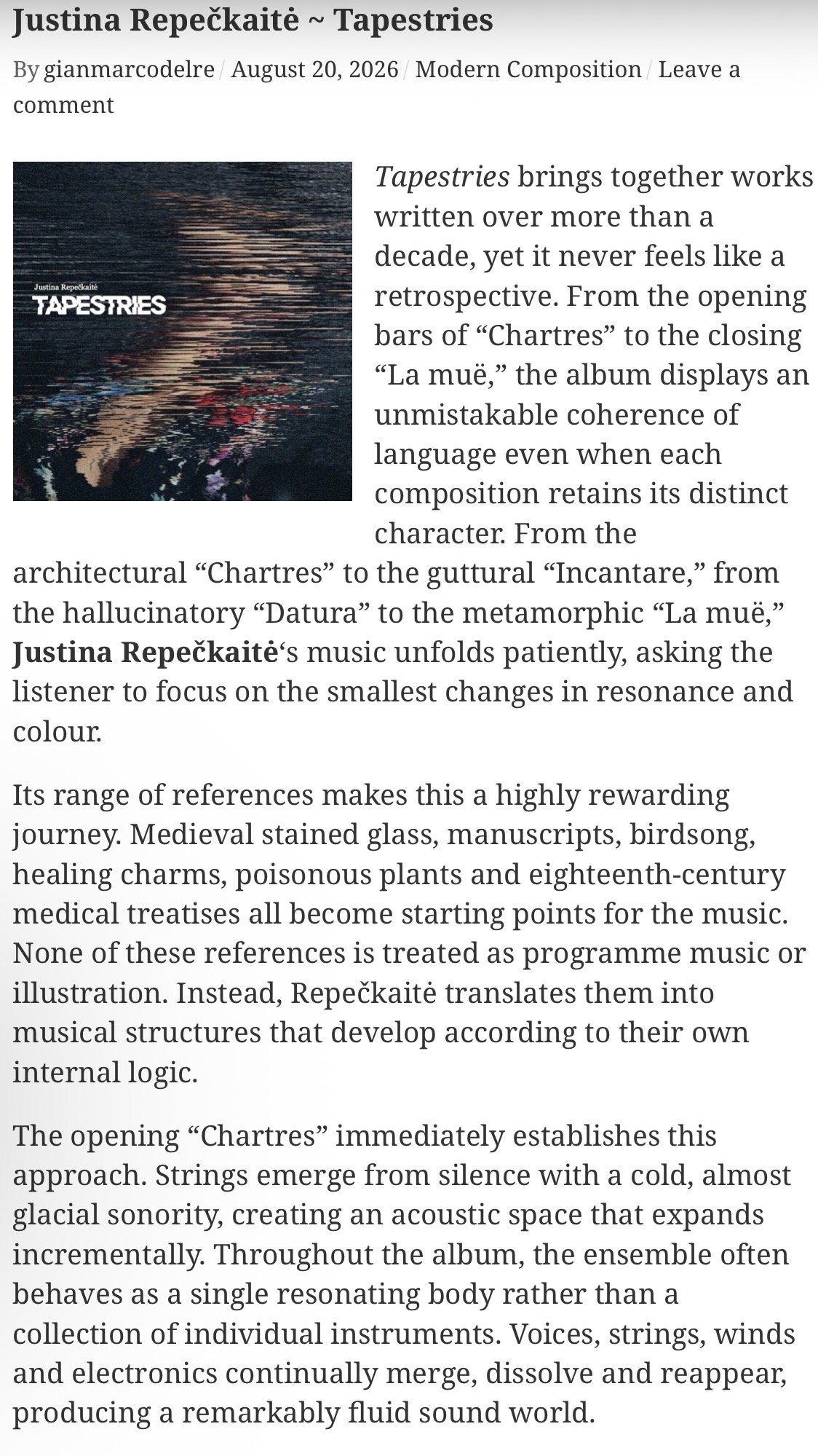 A Closer Listen - Tapestries: Review &amp; Interview
