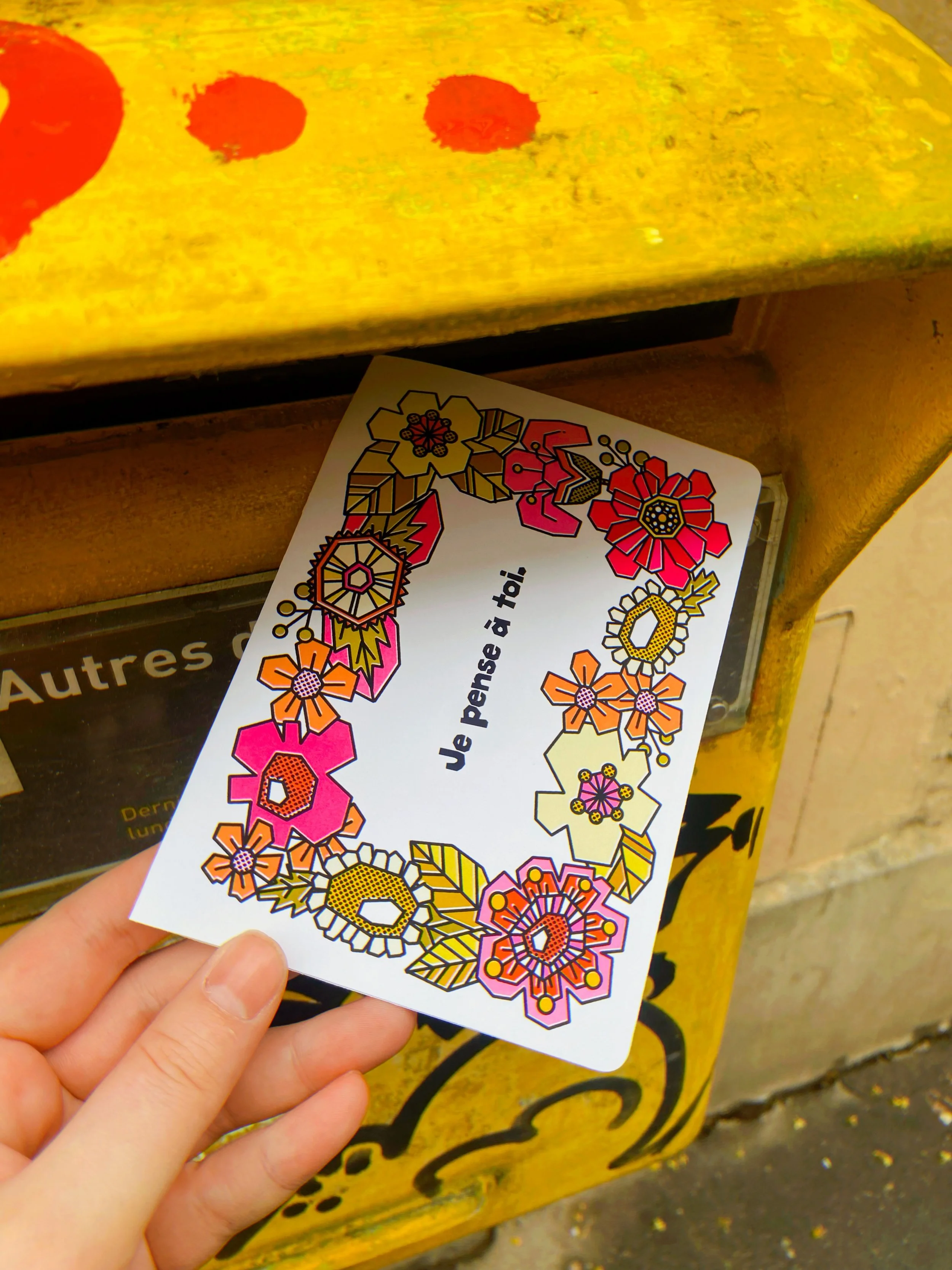 Carte pliée Je pense à toi