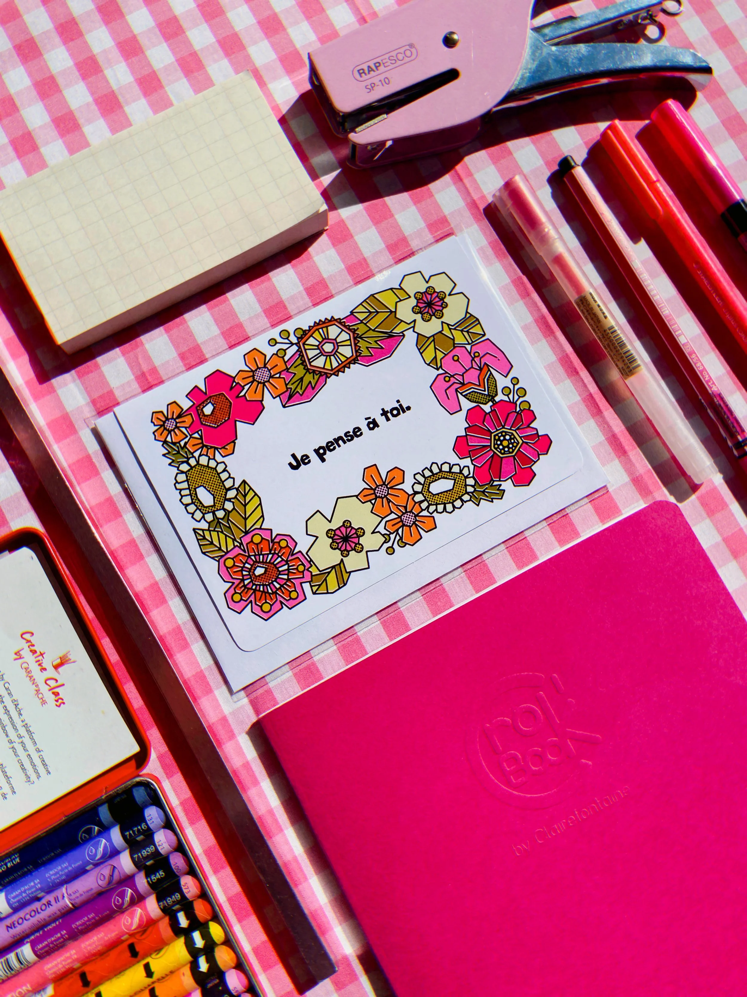 Carte pliée Je pense à toi