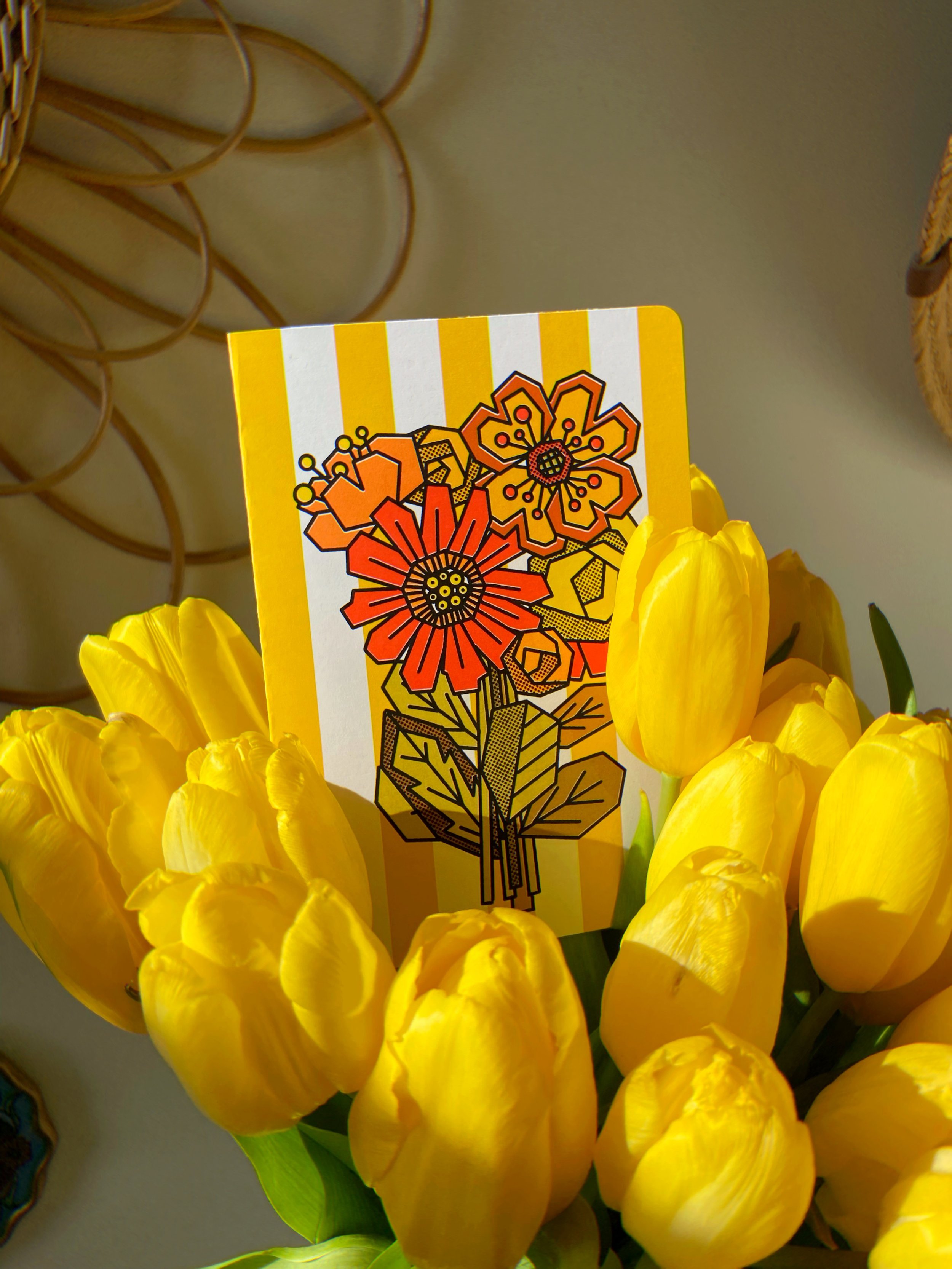 Carte pliée Le bouquet jaune