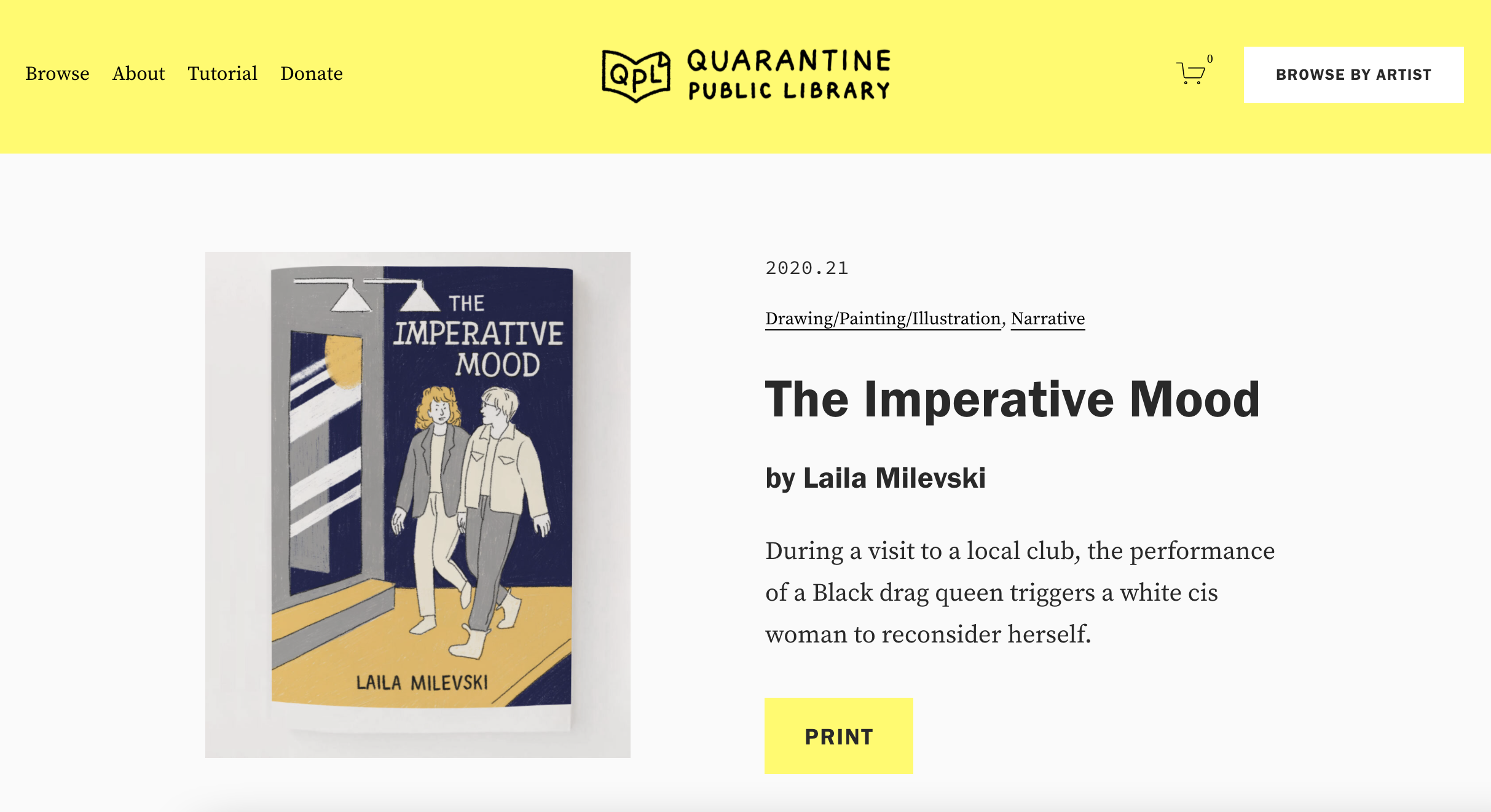 Printable zine drawn for Quarantine Public Library's first round of submissions. 2020.
