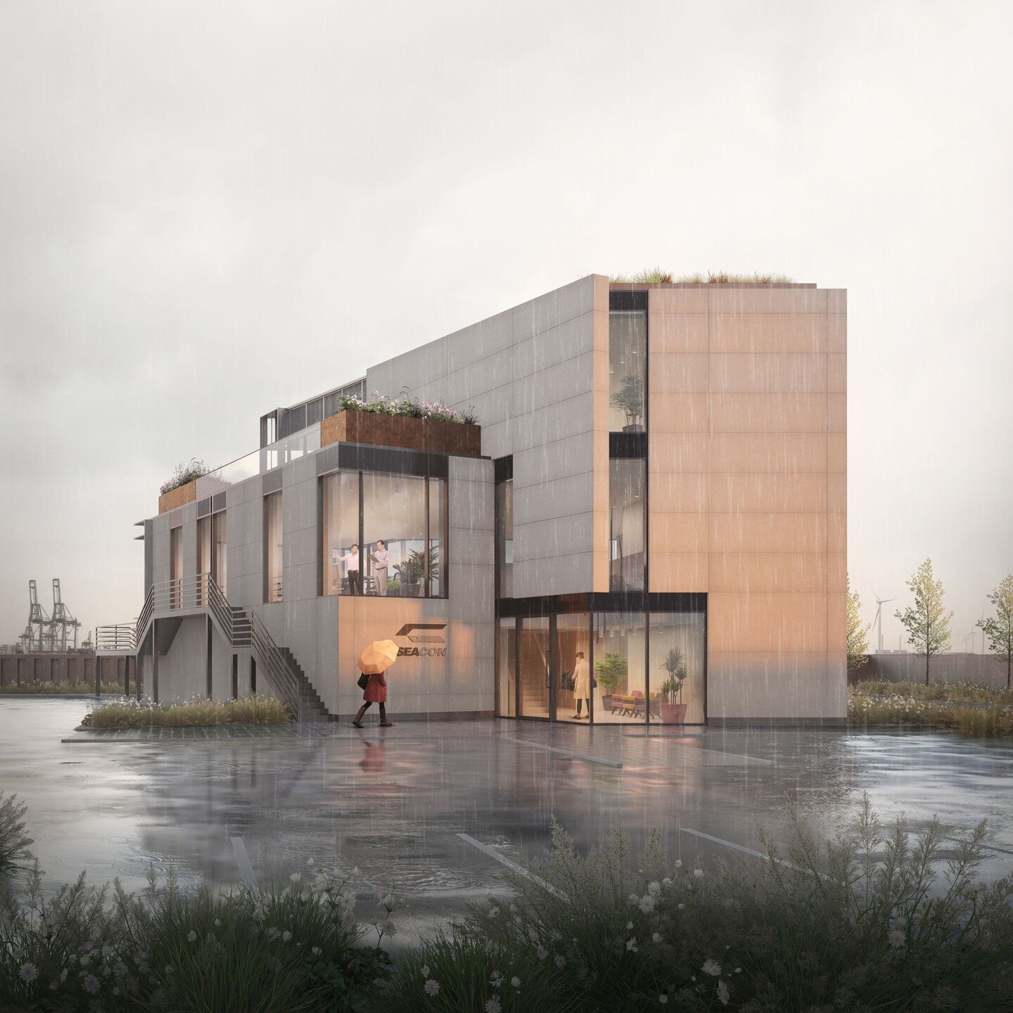 Marjoram Architects were appointed by Seacon Group to design a brand new office facility which was to replace their existing and no longer fit for purpose office space.⁠
⁠
The brief which is part of a wider masterplan to construct a replacement river
