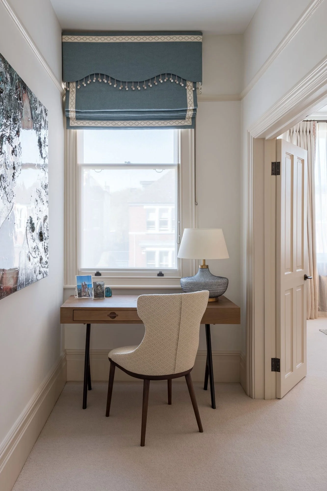 Room with window, small desk and chair - Marjoram Architects Kings Road Project