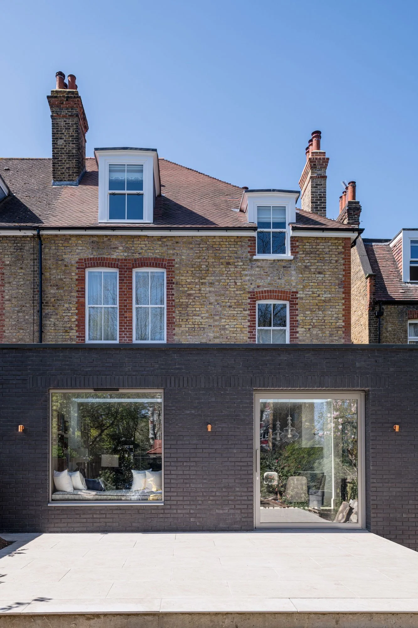 Rear of house showing ground floor extension and existing first and second floors - Marjoram Architects Kings Road Project