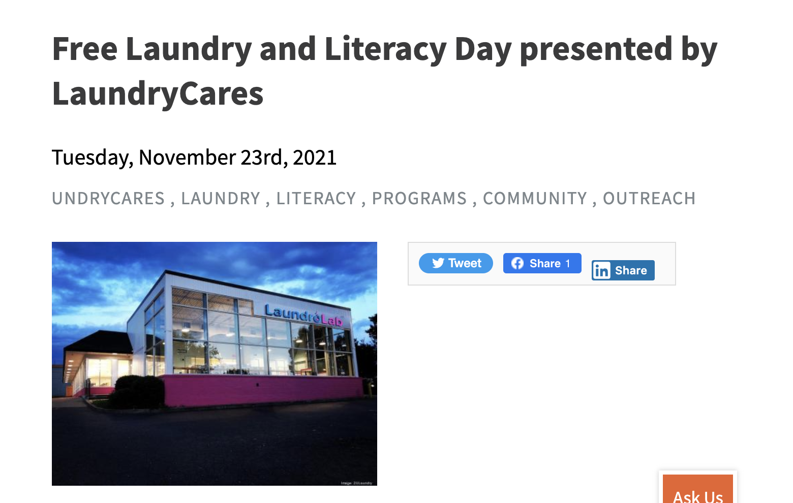 Free Laundry and Literacy Day presented by LaundryCares
