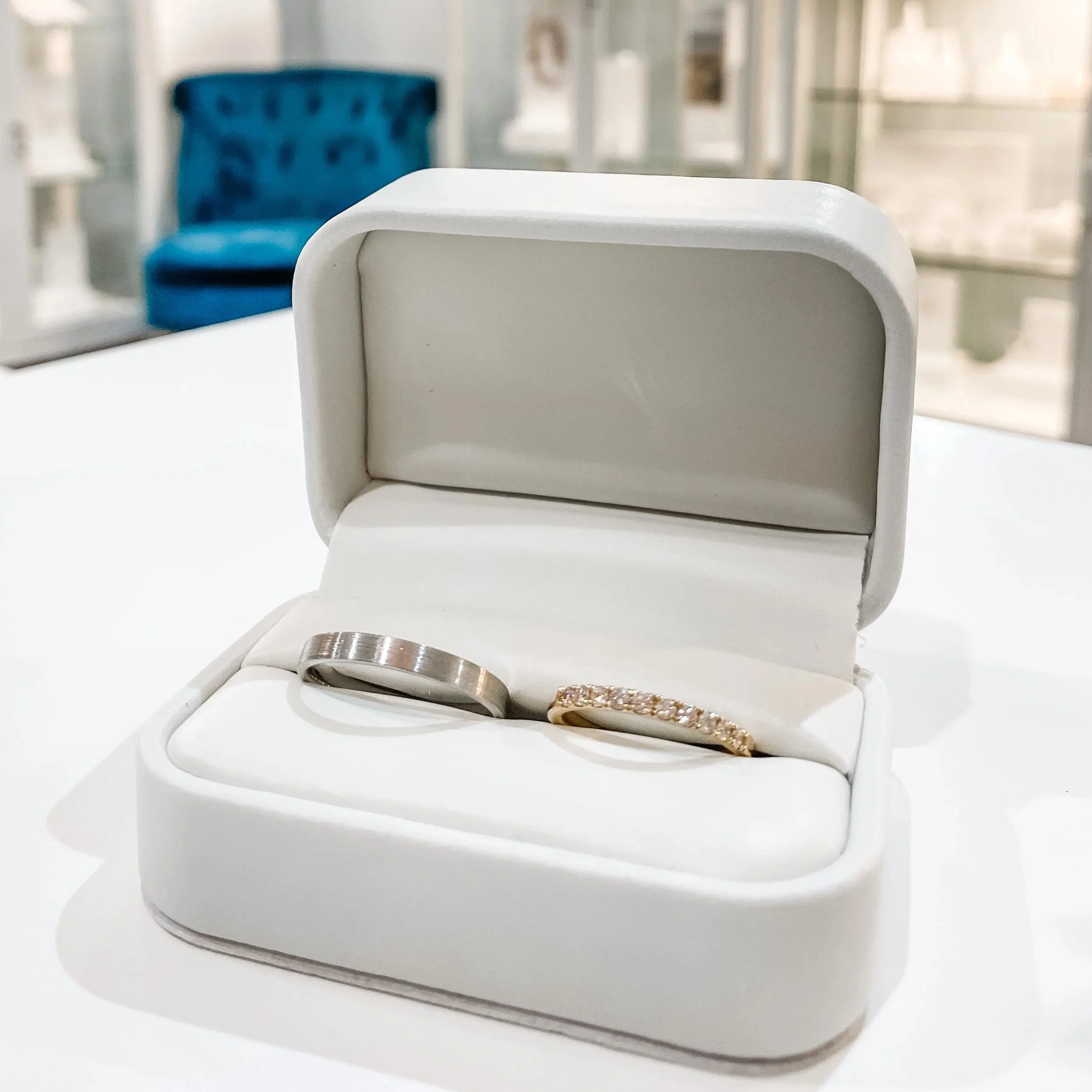 2mm Half Eternity Ring in 18ct Yellow Gold

3mm Brushed Flat Comfort Fit Ring in Platinum

Available in 9ct Yellow, White and Rose Gold, 18ct Yellow, White and Rose Gold and Platinum.
Available with Lab or Natural Diamonds