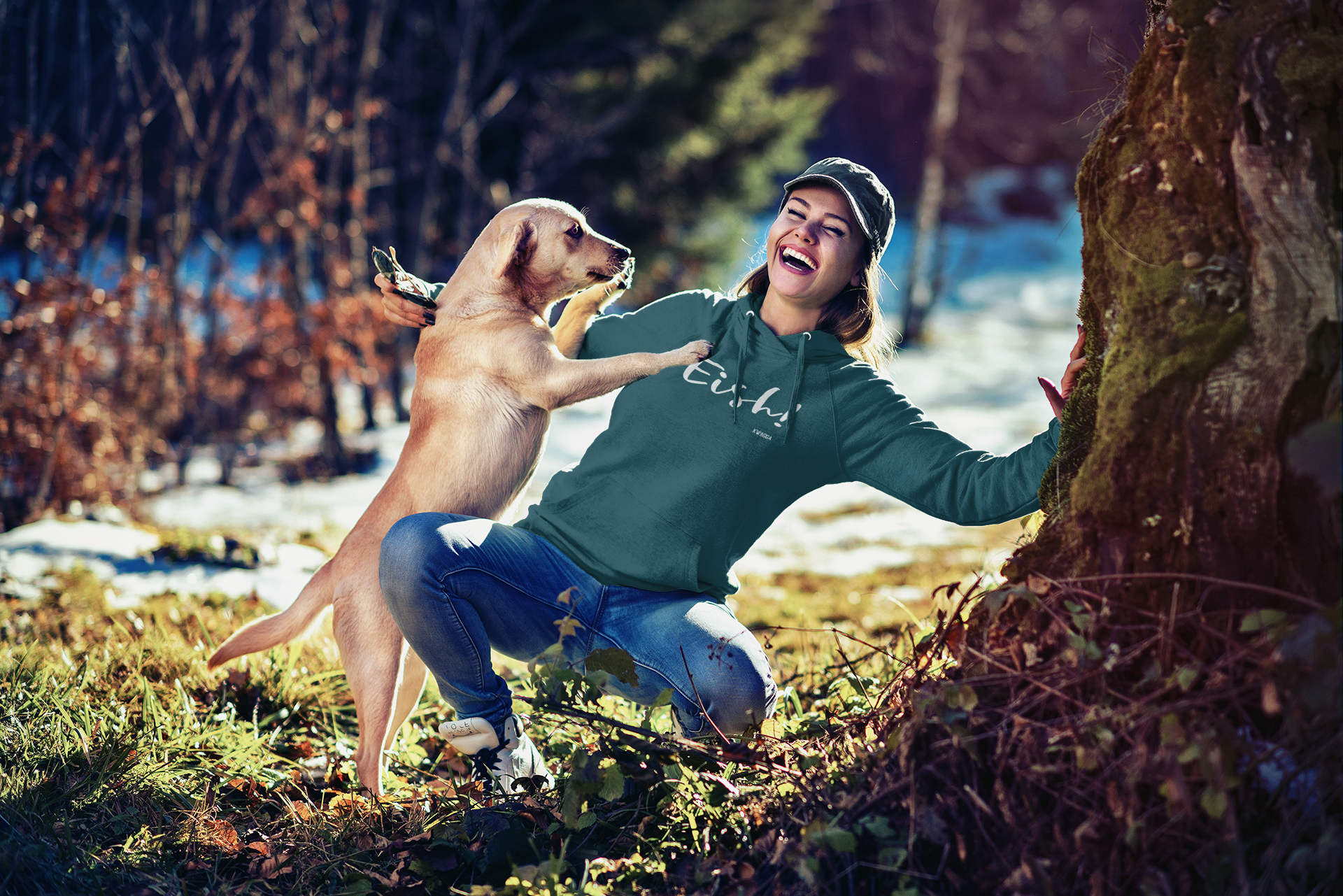 Women Unisex Green Eish South African Slang Kwagga Organic Cotton Hoodie Model.png
