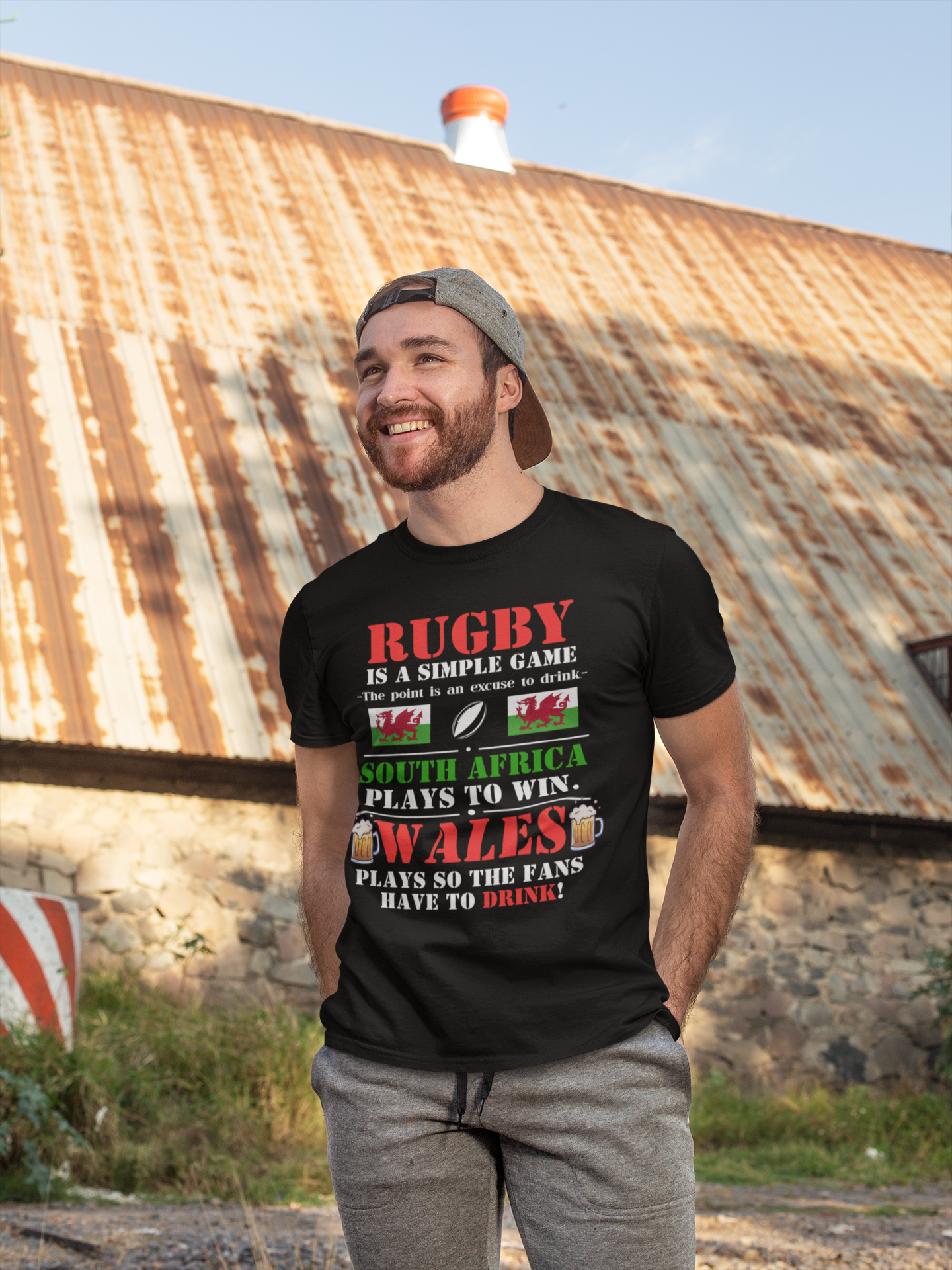 RUGBY SOUTH AFRICAN V WALES RIVALRY BANTER KWAGGA T-SHIRT IN BLACK.png