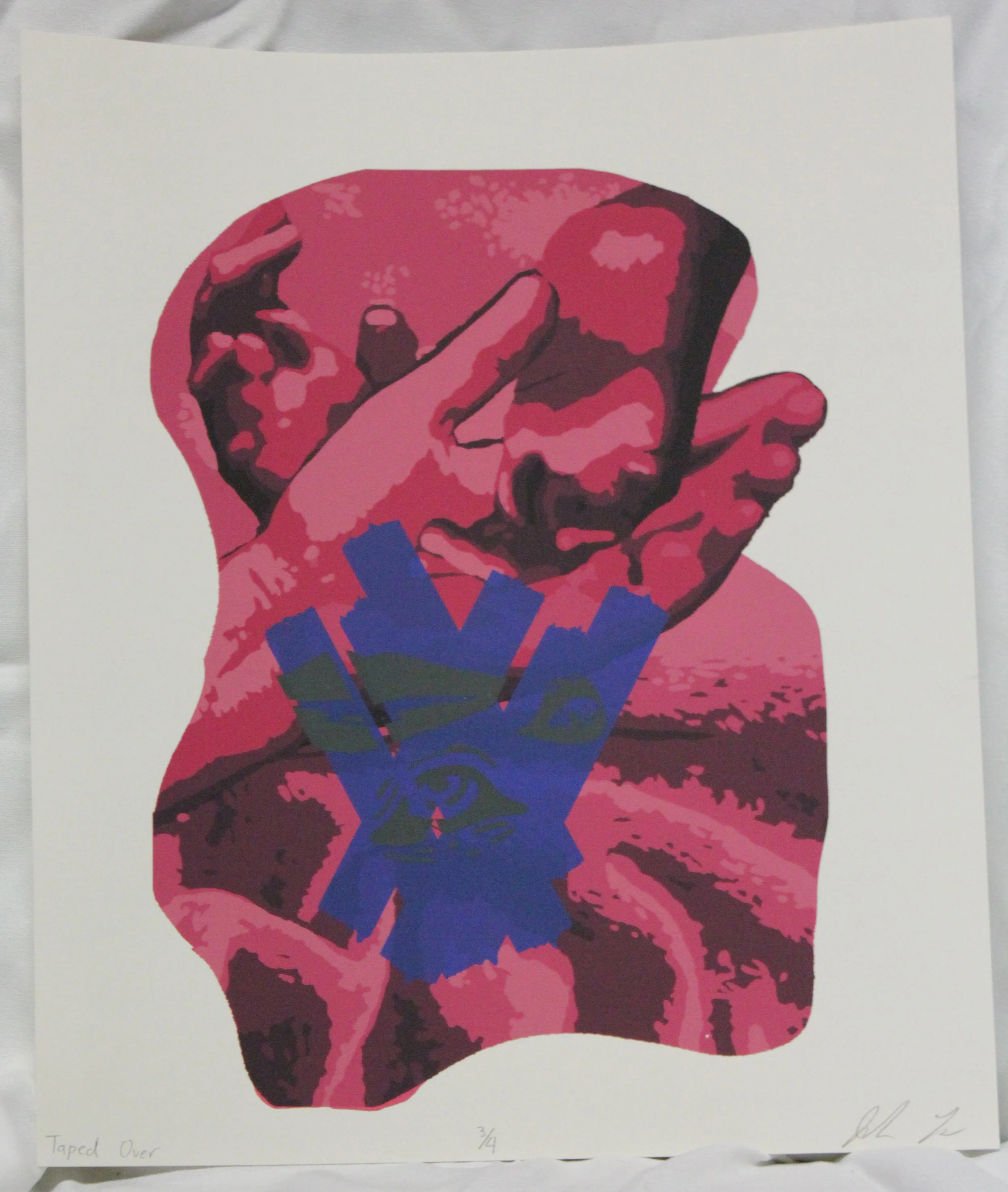 "Taped Over" Screen-print | 
Acrylic Ink on Paper | 
Nov. 2022