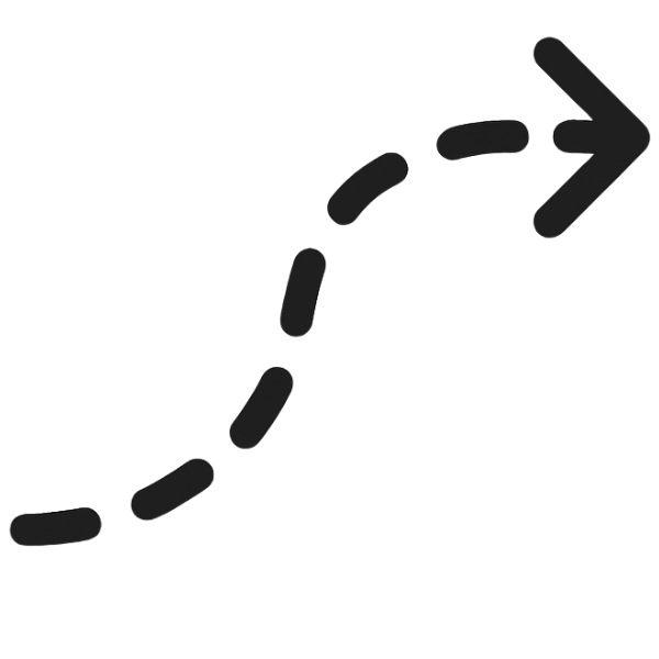 A curved dashed arrow pointing to the right.