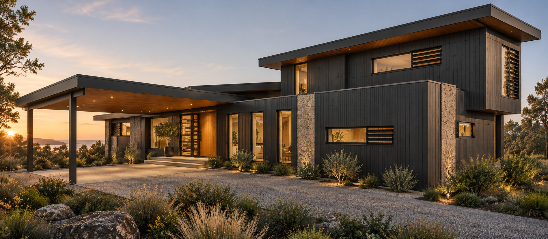 Modern Coastal House at Golden Hour.png