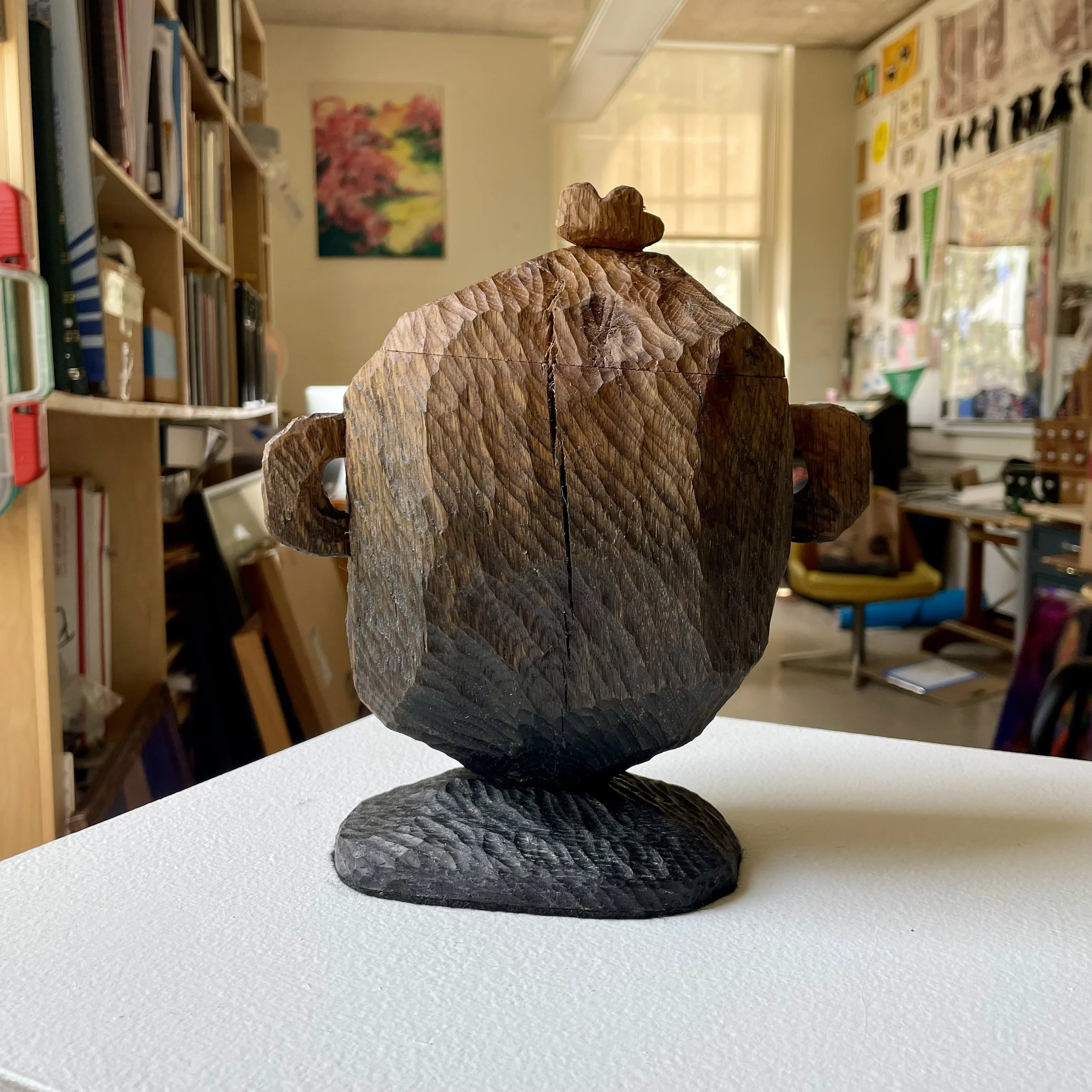 Urn for Jesse in red oak with black ink ombre
