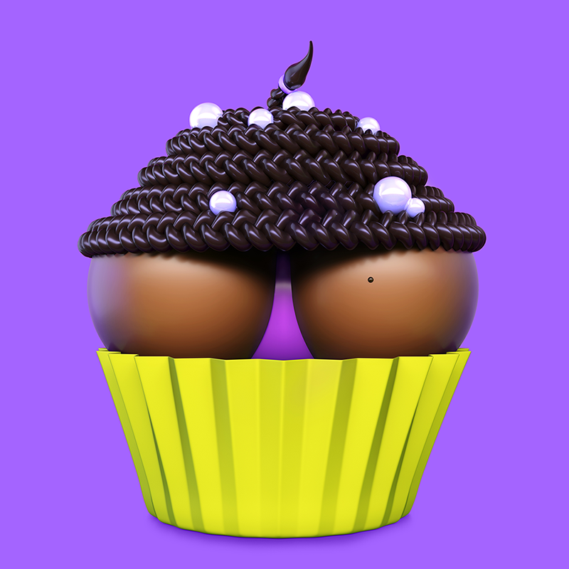 BitButt #8, a digital 3D artwork from the “I Like Bit Butts” series by MAKY.