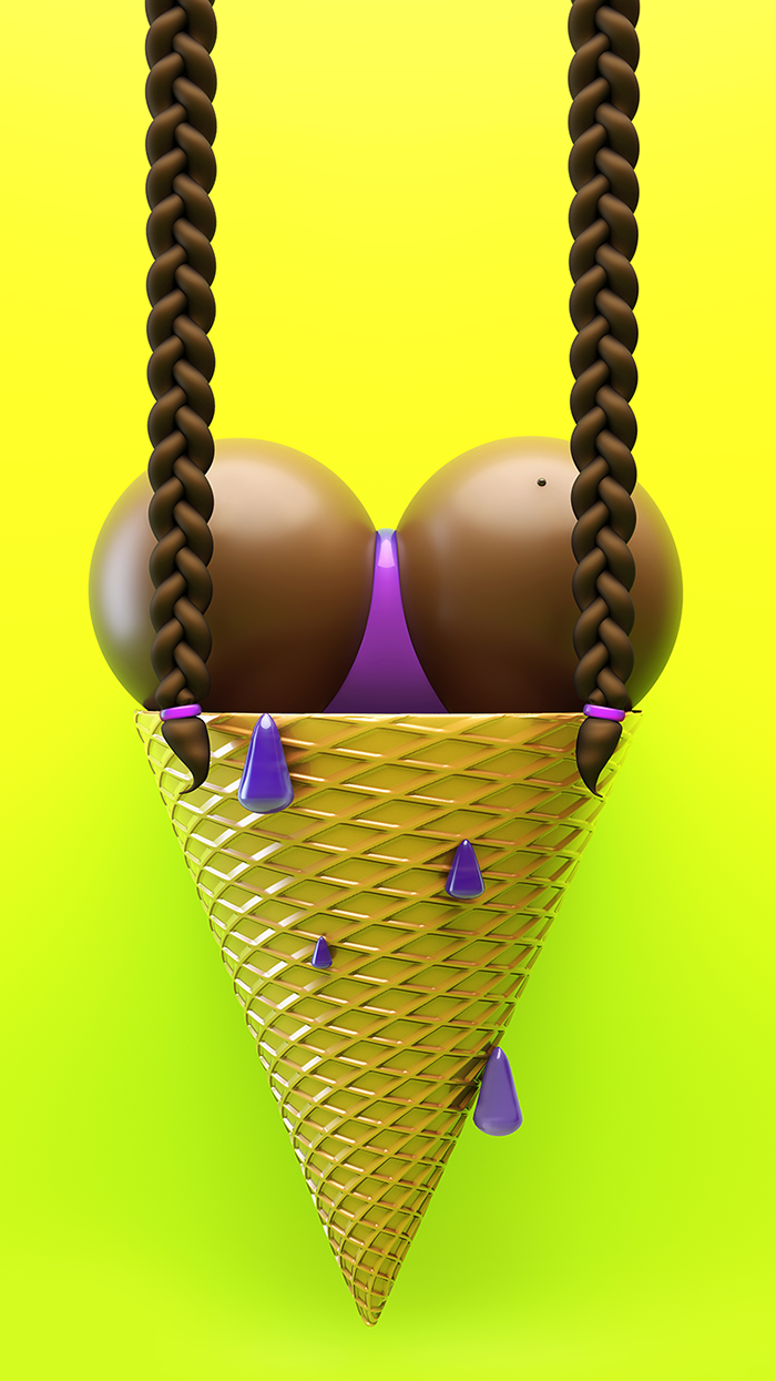 BitButt #12, a digital 3D artwork from the “I Like Bit Butts” series by MAKY.