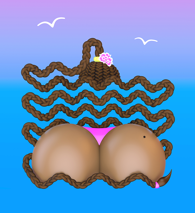 BitButt #3, a digital 3D artwork from the “I Like Bit Butts” series by MAKY.