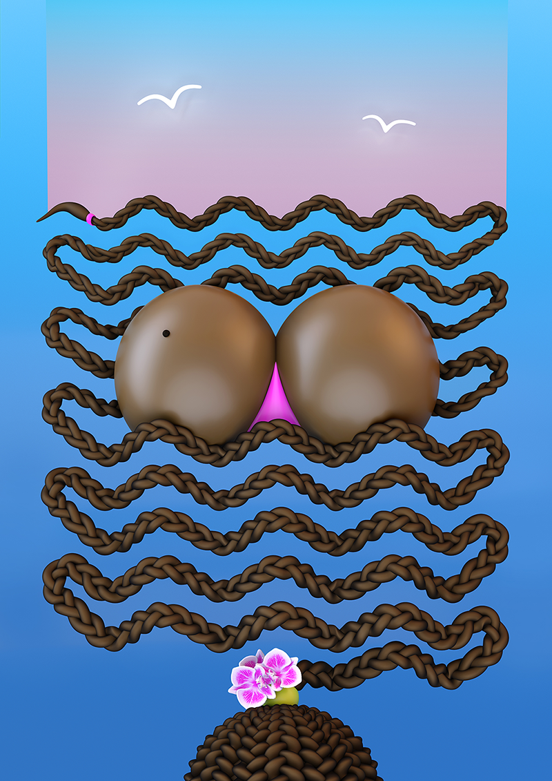 BitButt #4, a digital 3D artwork from the “I Like Bit Butts” series by MAKY.