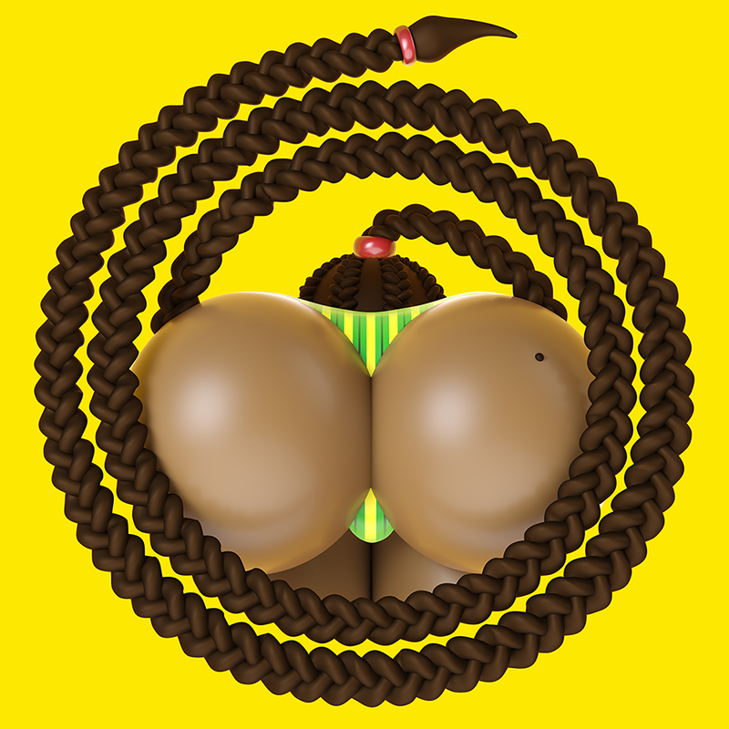 BitButt #7, a digital 3D artwork from the “I Like Bit Butts” series by MAKY.