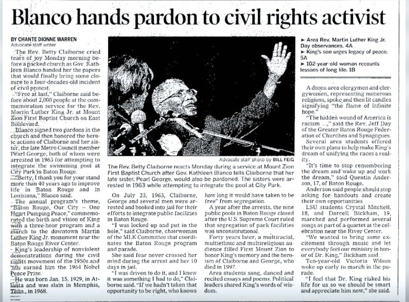Gov. Blanco pardons civil protestors (Jan. 5, 2005)