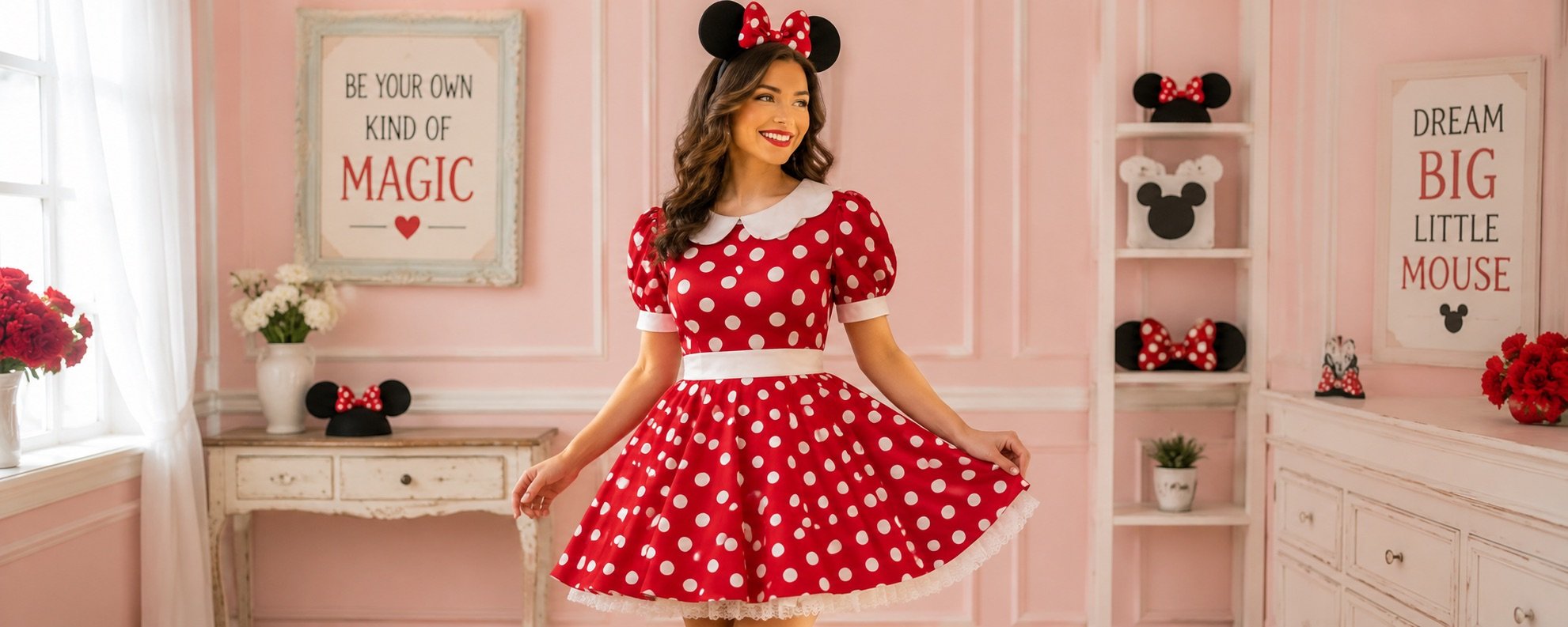 Red polka dot dress inspired by Minnie Mouse - Adult