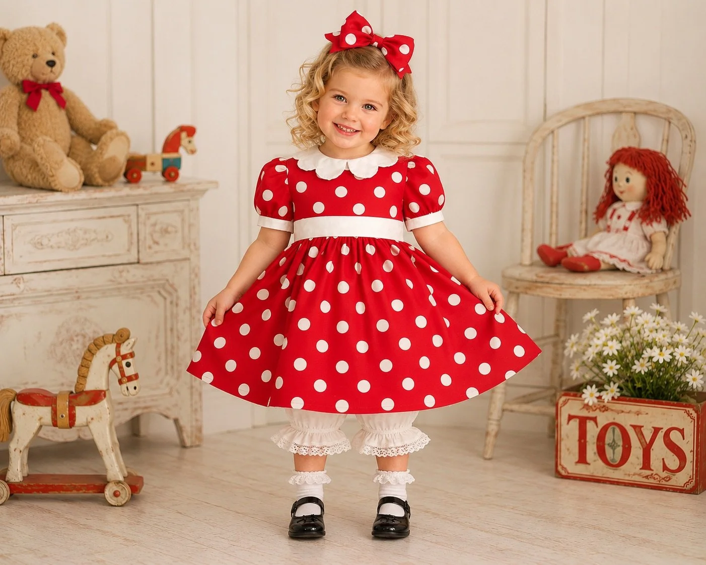 Polka dot dress inspired by Minnie Mouse - Kids