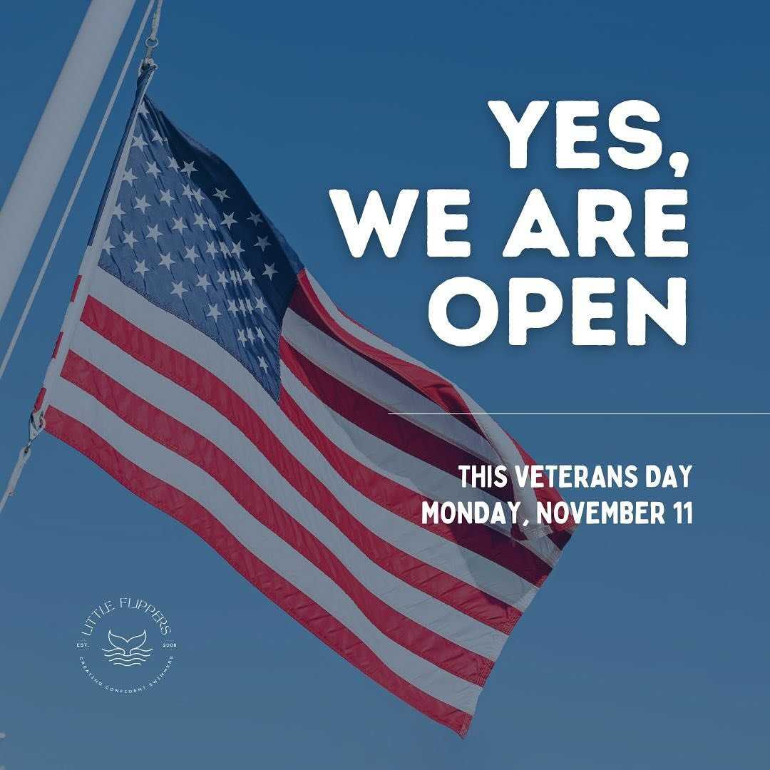 Reminder for LFS Families! We&rsquo;ll be open this Veterans Day, Monday, November 11. 🇺🇸 We can&rsquo;t wait to welcome all our LFS families for their swim lessons. See you at the pool! 🏊 

#LittleFlippersSwim #LittleFlippersAZ #queencreekswimles