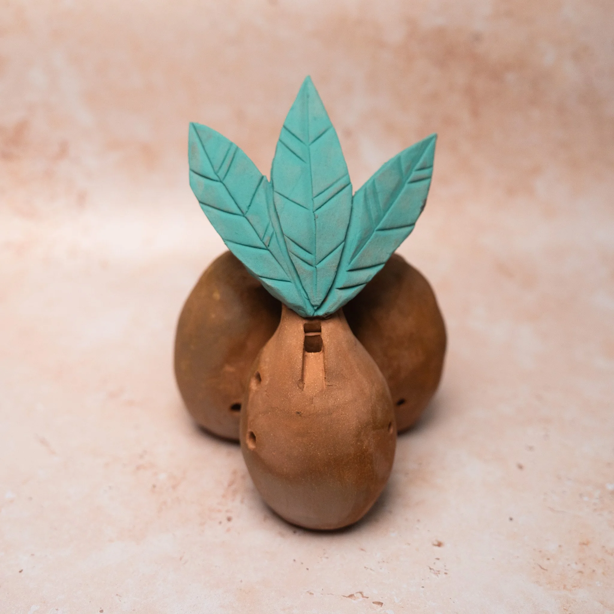 Triple Drone Clay Ocarina