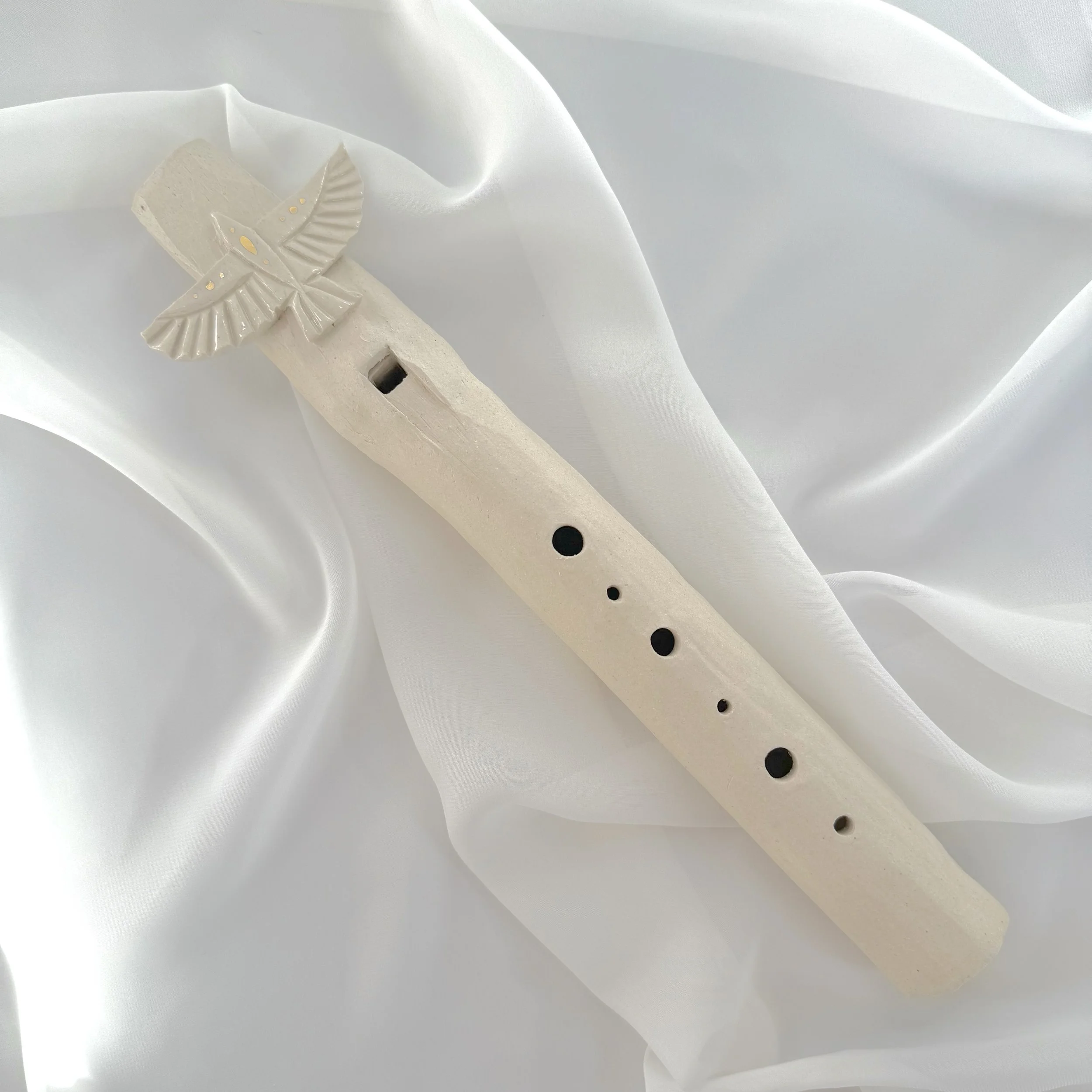 Winged One Flute | Angel White with Anointed Gold No. 10