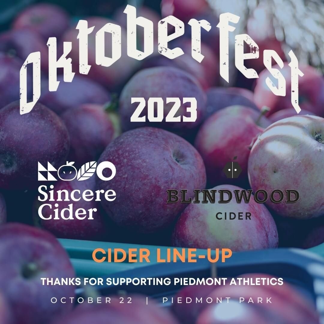 We're excited to introduce a new refreshing cider line-up for the 2023 Piedmont Oktoberfest.  Huge thank you to @sincerecider and @blindwoodcider for participating in our community event and helping support @PiedmontAthletics

#oktoberfest #oktoberfe