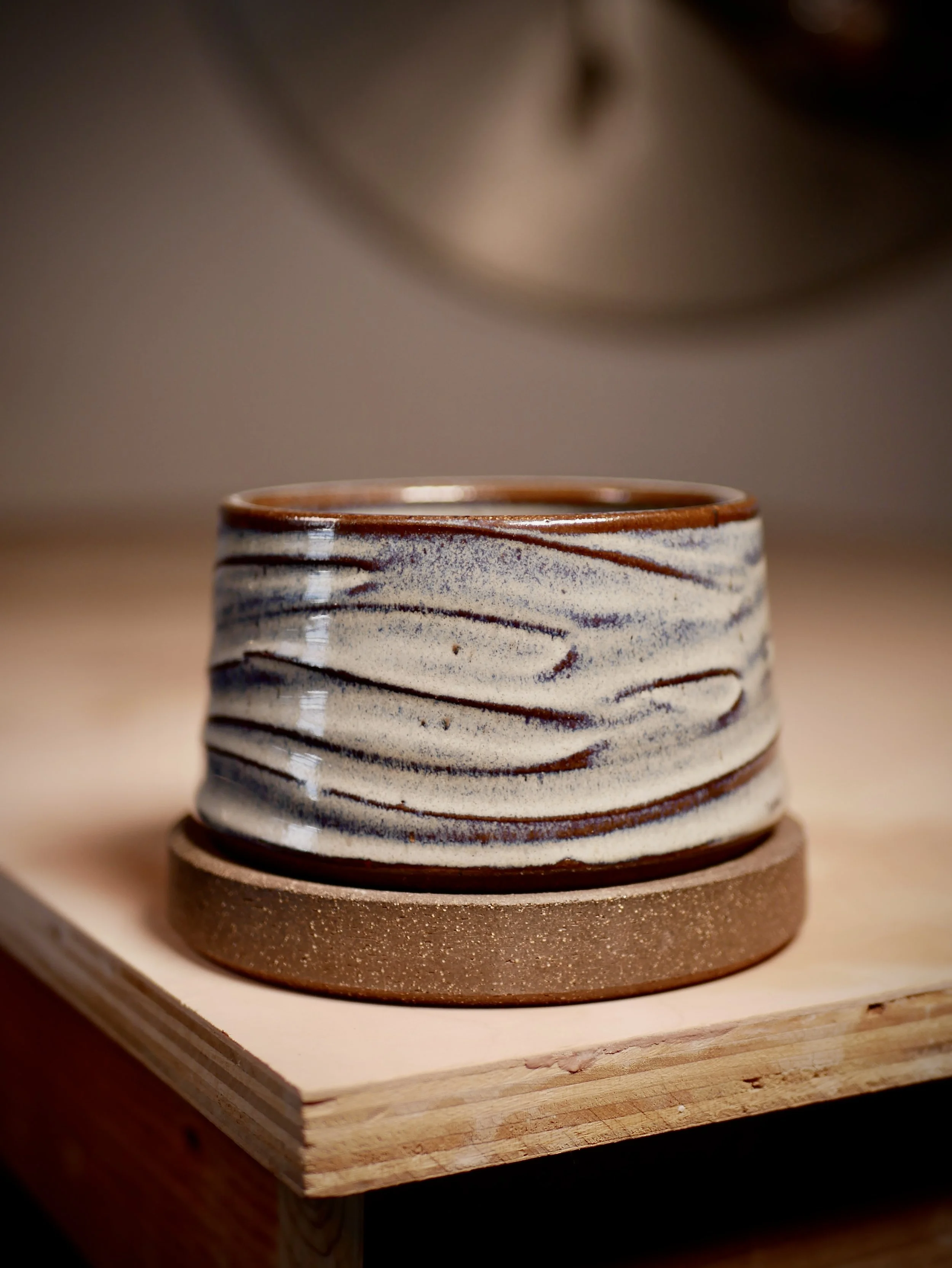 4" Slip Textured Planter #1 - Floating Blue