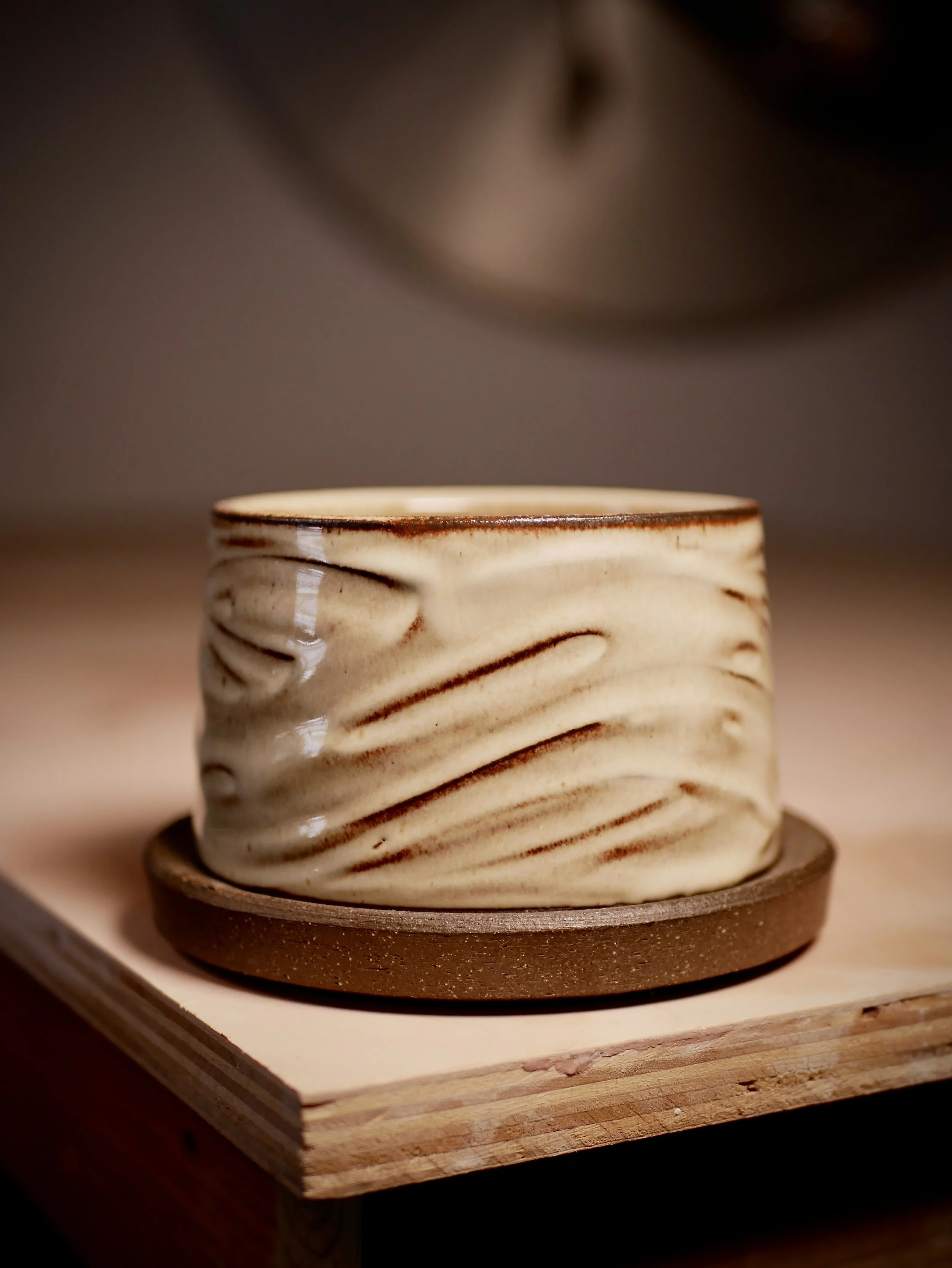 4" Slip Textured Planter #4 - Marshmallow