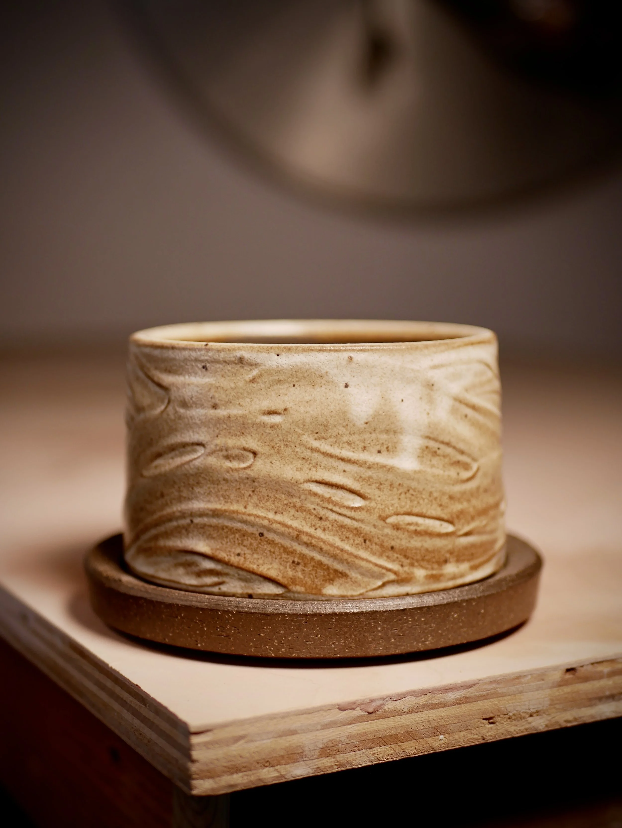 4" Slip Textured Planter #5 - Matte White
