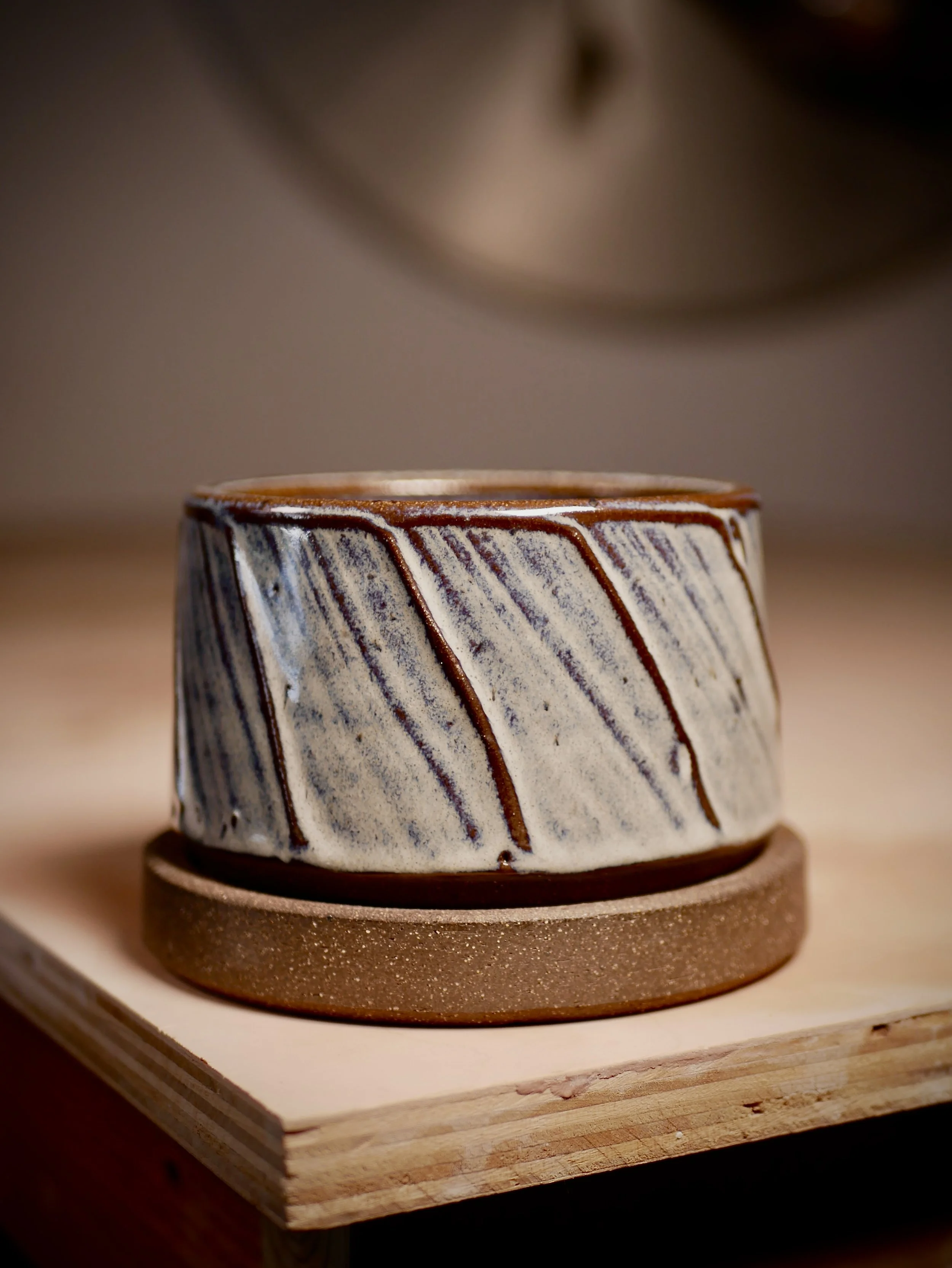 4" Slip Textured Planter #3 - Floating Blue