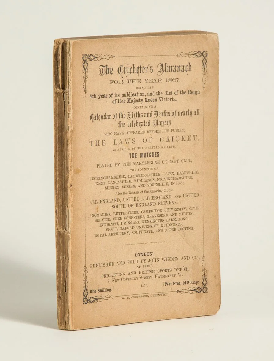 Lot 1143

Wisden Cricketers’ Almanack 1867. 4th edition. Original paper wrappers. Rare fourth year of issue.

Estimate £1200/1800
