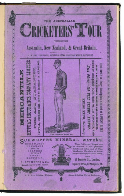 Lot 1176 –
'The Australian Cricketers' Tour through Australia, New Zealand, and Great Britain. Containing a full, racy account of the matches, dinners, excursions etc., in which they have been engaged'. By 'Argus' (P.E. Reynolds). Printed and publi