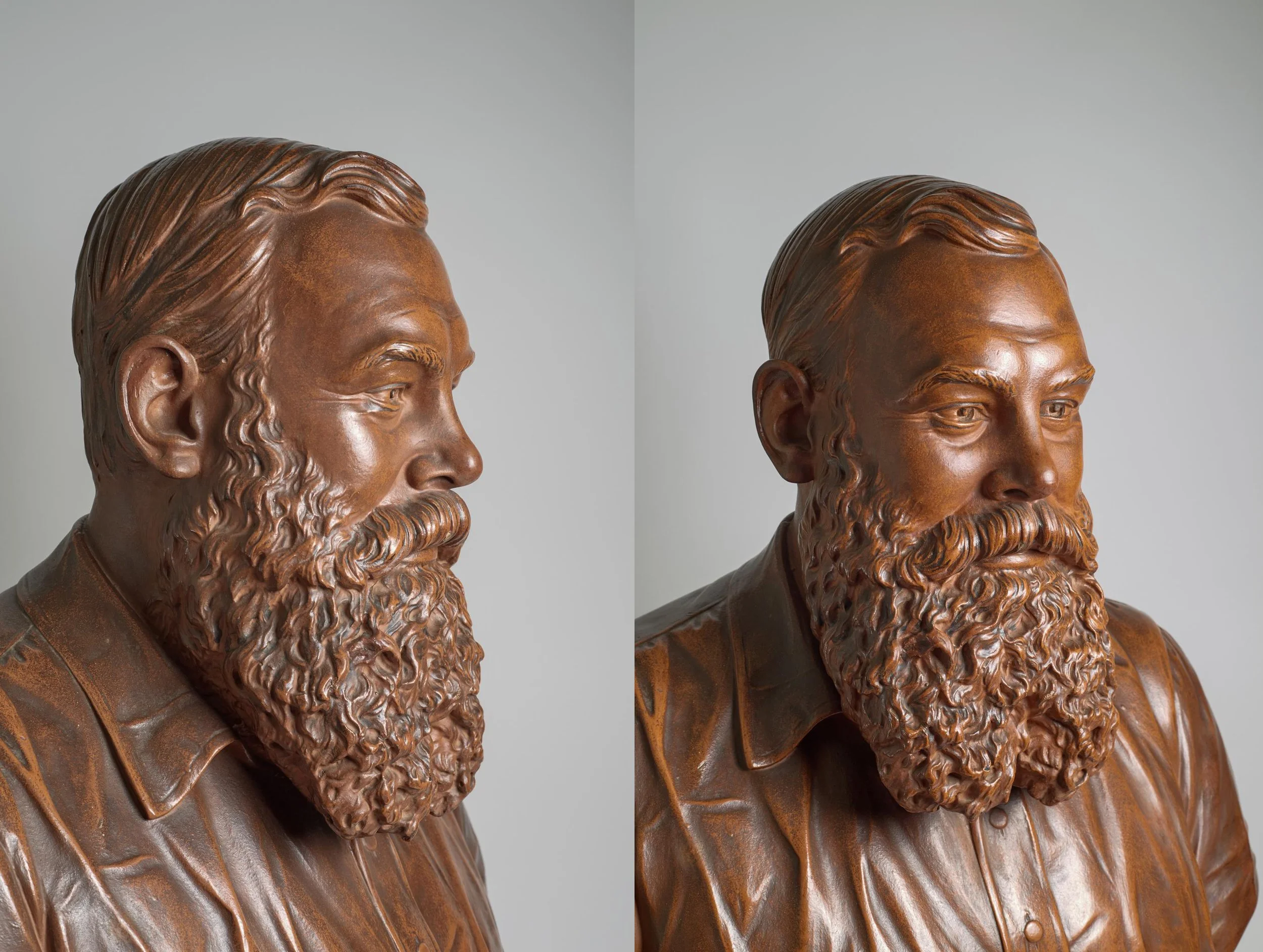 Lot 418
William Gilbert Grace. Gloucestershire, London County & England 1870-1904. Very large and imposing, head and shoulders, bust of Grace sporting a forked beard and wearing a cricket shirt by artist William Henry Tyler SC (fl. 1880-1893). The p