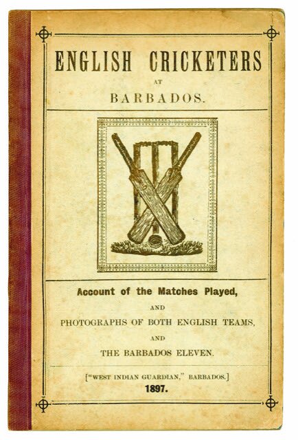 Lot 1211 –
'English Cricketers at Barbados. January, February and March 1897. An Account of the Cricket Matches played by Mr. Arthur Priestley and Lord Hawke's English Cricket Teams at Barbados, during the Winter of 1896/97'. A.B. Price. Printed at