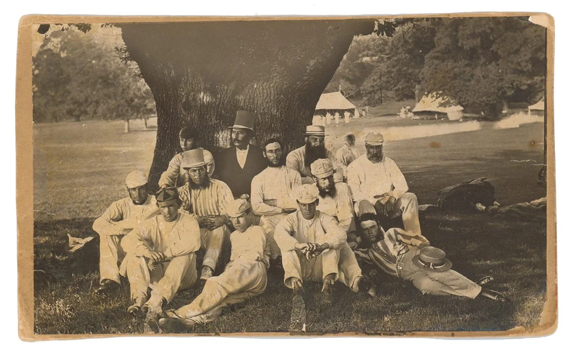 Lot 312

'The Grace Family'. W.G. Grace in the West Gloucestershire team of 1866. Good very early original sepia photograph of the West Gloucestershire team that played Knole Park on the 12th and 13th July 1866. The team are depicted in cricket appar