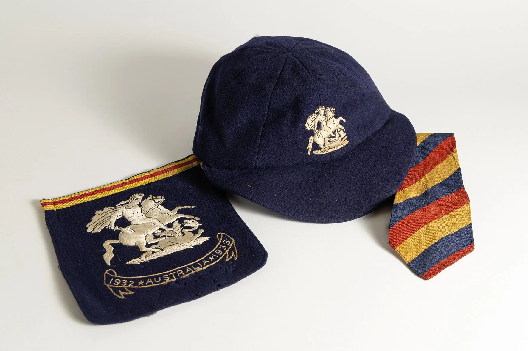 Lot 769

Hedley Verity. Yorkshire & England 1930-1939. M.C.C. tour of Australia 'Bodyline' 1932-33. M.C.C. navy blue cloth Test touring cap, by E.C. Devereux of Eton, Bucks, with excellent raised embroidered touring emblem of St. George & Dragon in s
